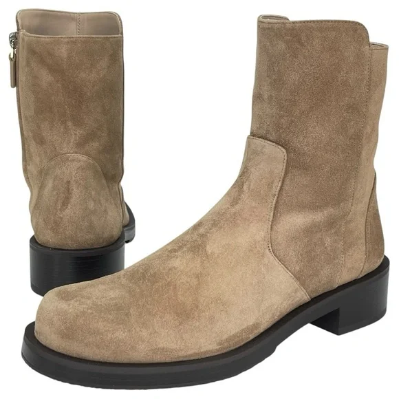 Stuart Weitzman 5050 Bold Zip Khaki Leather Womens Ankle Boots Size 9M - Picture 11 of 14